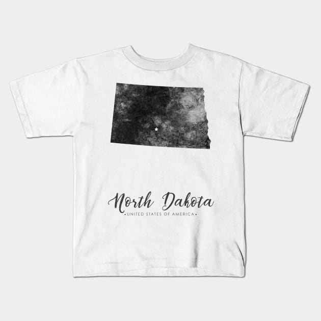 North Dakota state map Kids T-Shirt by StudioGrafiikka